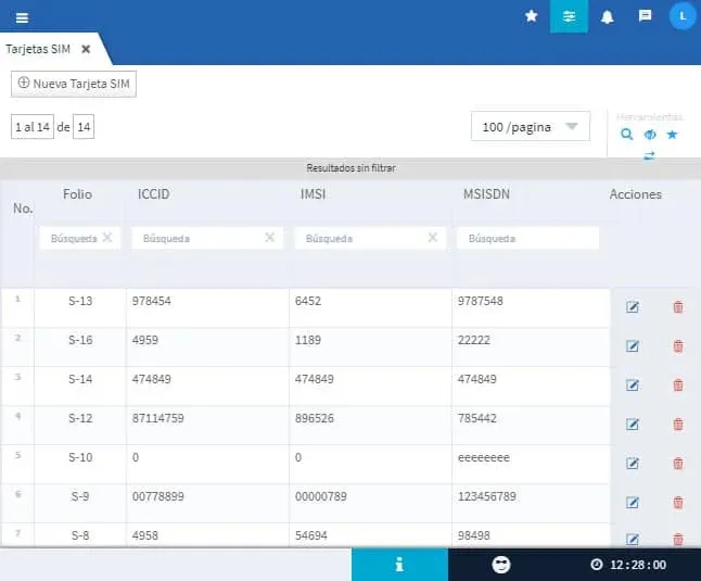 Evidence Technology - Vista Tarjetas SIM