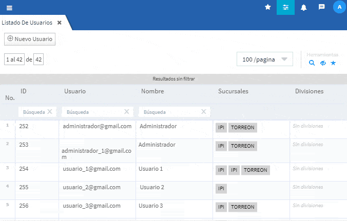 Evidence Technology - Crear nuevo usuario